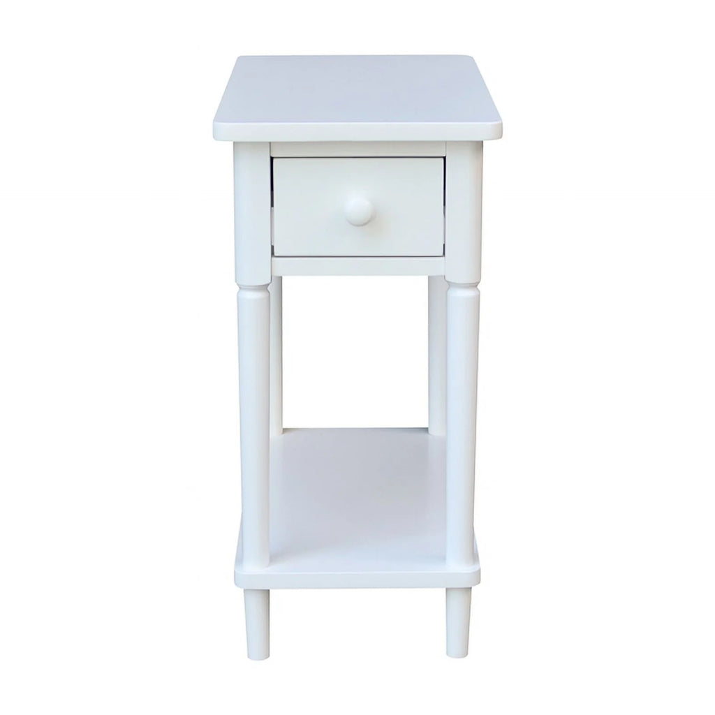White Narrow Solid Wood Side Table F639364