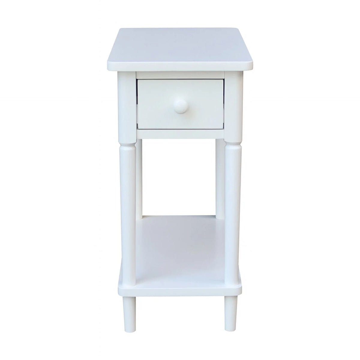 White Narrow Solid Wood Side Table F639364