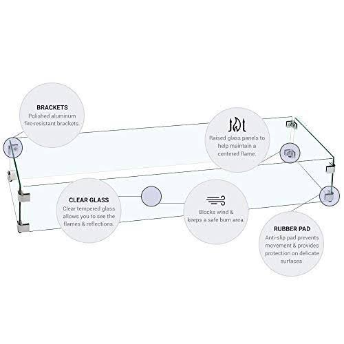 Tempered Glass Flame Guard for Drop-in Fire Pit Pan U17689