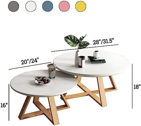 Solid Wood Round Coffee Table 31.5'' White U222122
