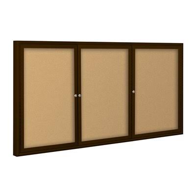 Indoor Enclosed Bulletin Board Cabinet with Whiteboards, Chalkboards & Memo Boards R937784