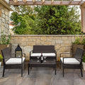 4-Piece PE Wicker Patio Conversation Set with Cushions A990