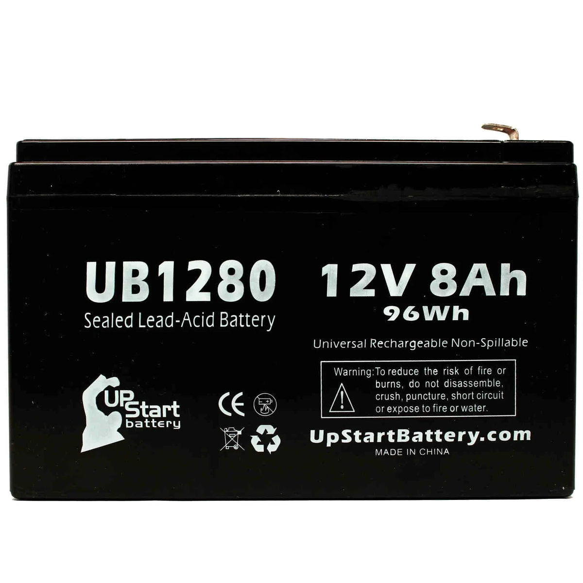 3x Pack Replacement Sealed Lead Acid Battery (12V, 8Ah, 8000mAh, F1 Terminal, AGM, SLA) with 6 F1 to F2 Terminal Adapters O9449