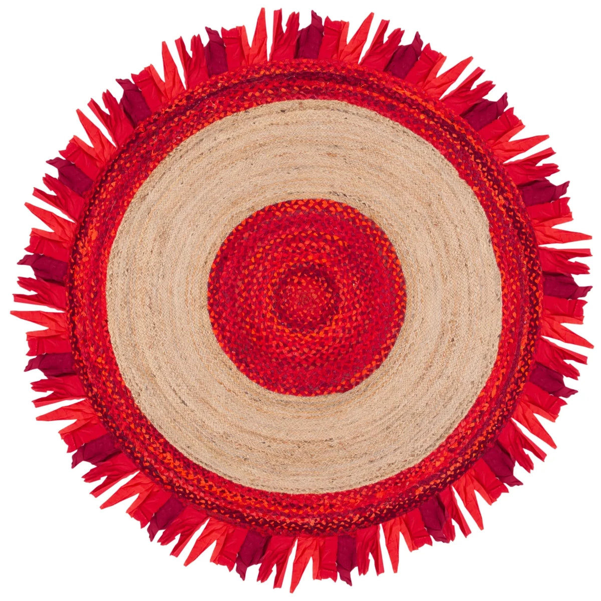 Red Natural Braided Area Rug 5' x 5' Round A18821