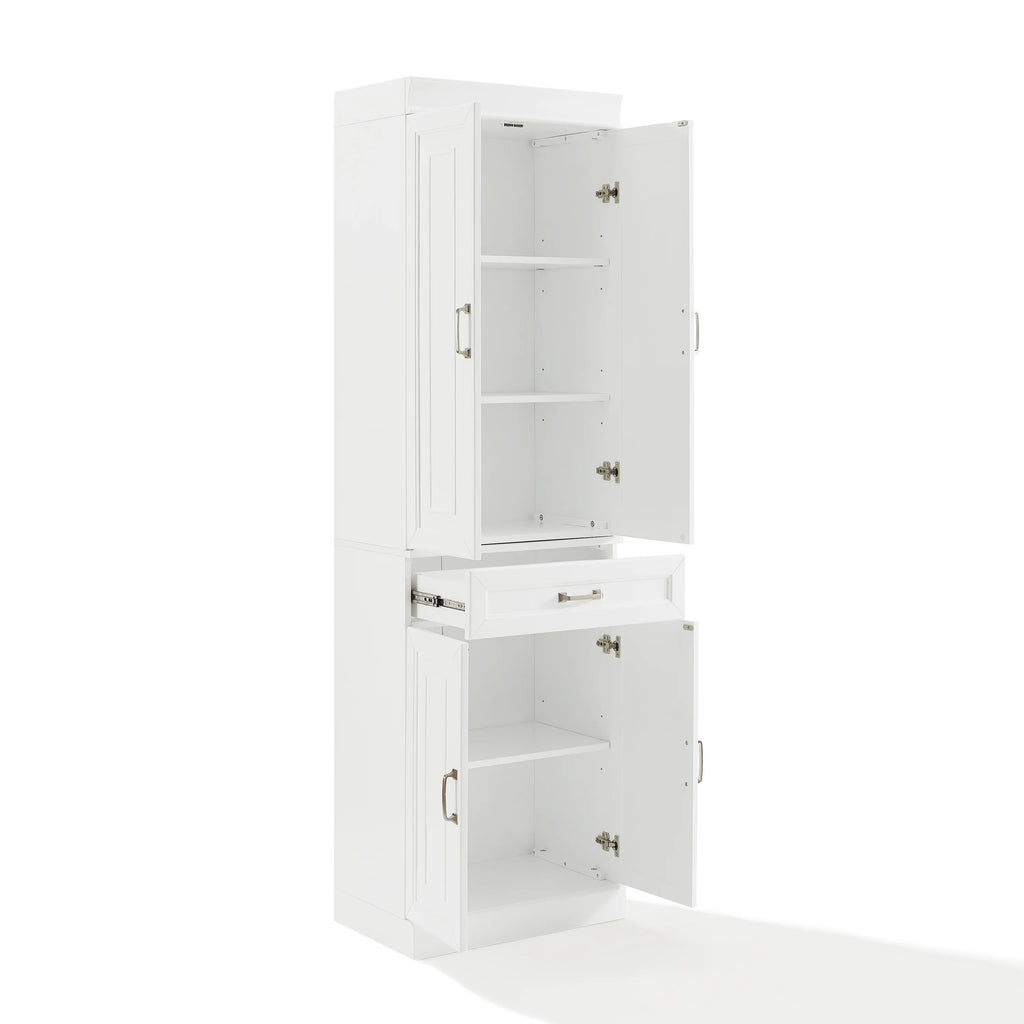 White MDF Wood Pantry (Set of 2) I153