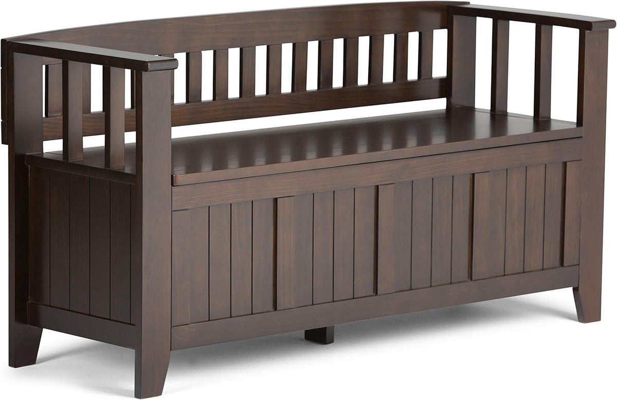 Solid Wood Entryway Storage Bench with Safety Hinge L9219