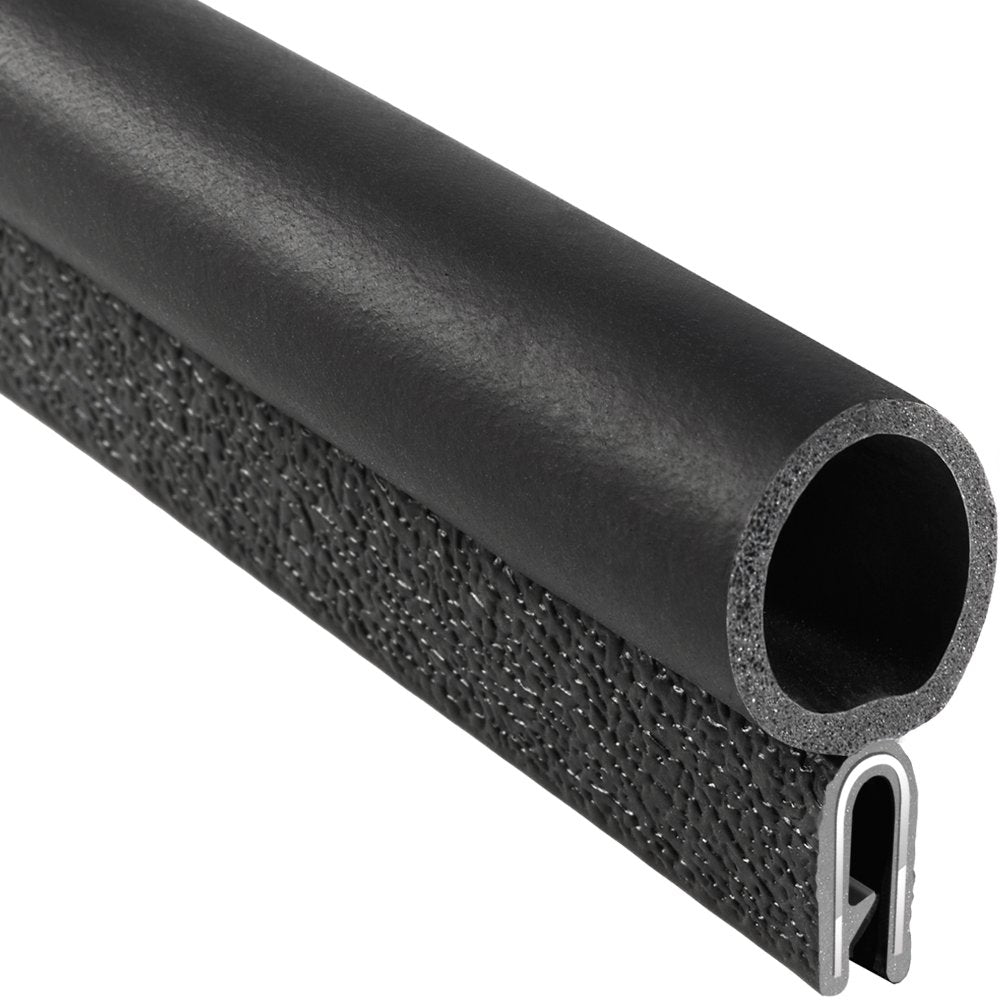 Trim Seal with Top Bulb, 3/16” Edge, 3/4” Bulb Seal Diameter, 25’ Length, PVC Plastic with EPDM Rubber Seal, Pack of 2 R318839
