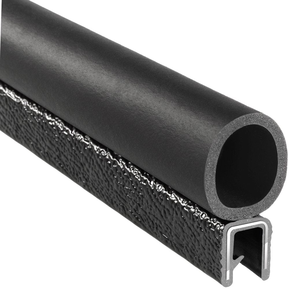Trim Seal with Top Bulb, 3/16” Edge, 3/4” Bulb Seal Diameter, 25’ Length, PVC Plastic with EPDM Rubber Seal, Pack of 2 R318839