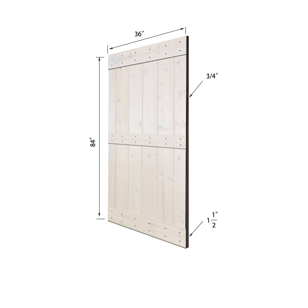 Paneled Wood Barn Door with Installation Hardware Kit E8923