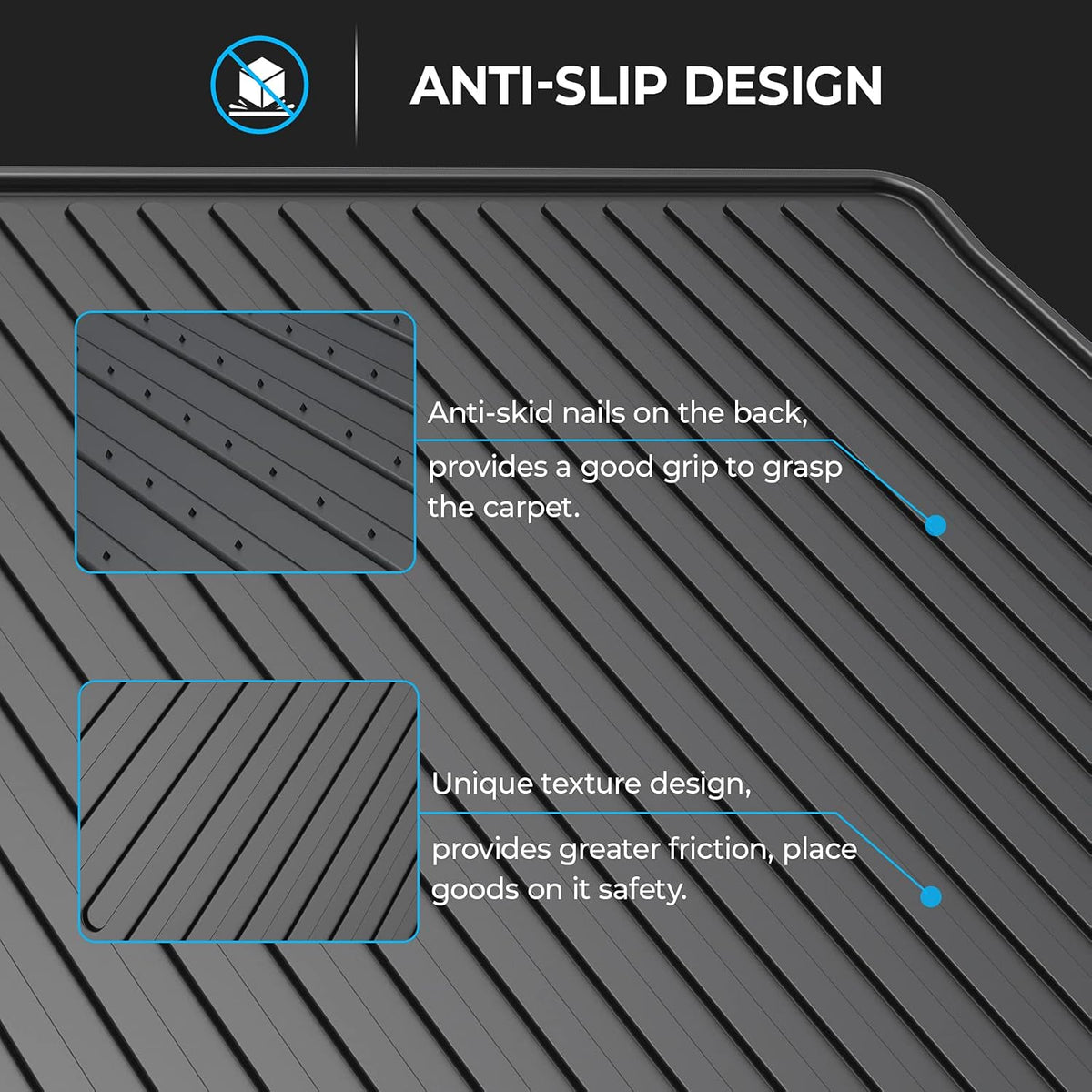 Black Rear Cargo Mat Trunk Liner Pack of 2 L15601