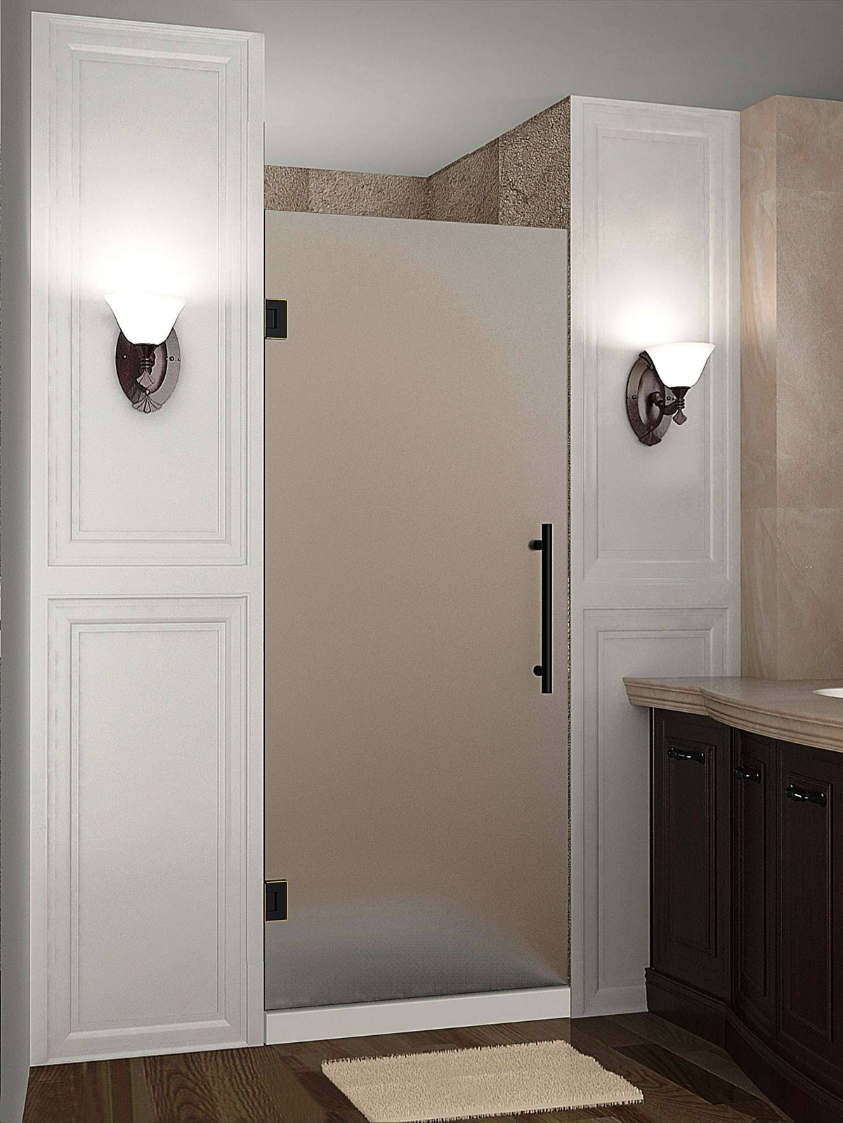 Frameless Frosted Glass Hinged Shower Door, 24x22 x 72 P539