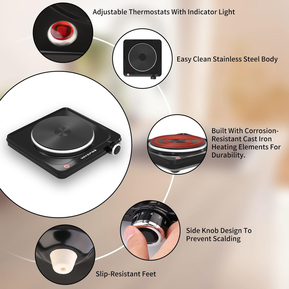 1500W Portable Electric Single Cooktop X766