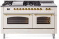 60 Dual Fuel Natural Gas Range Antique White Brass Trim M44750