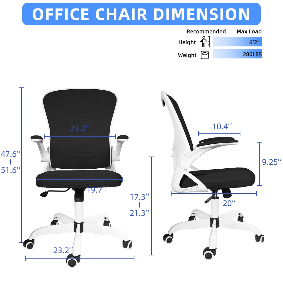 White Mesh Desk Chair with Flip-up Armrests S25442