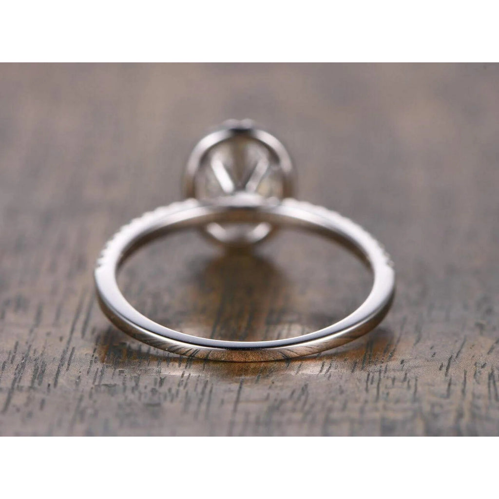 14K White Gold Plated Halo Ring C457513