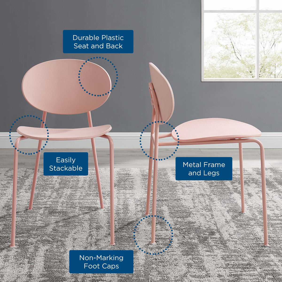 Pink Dining Side Chair Set of 2 O5325