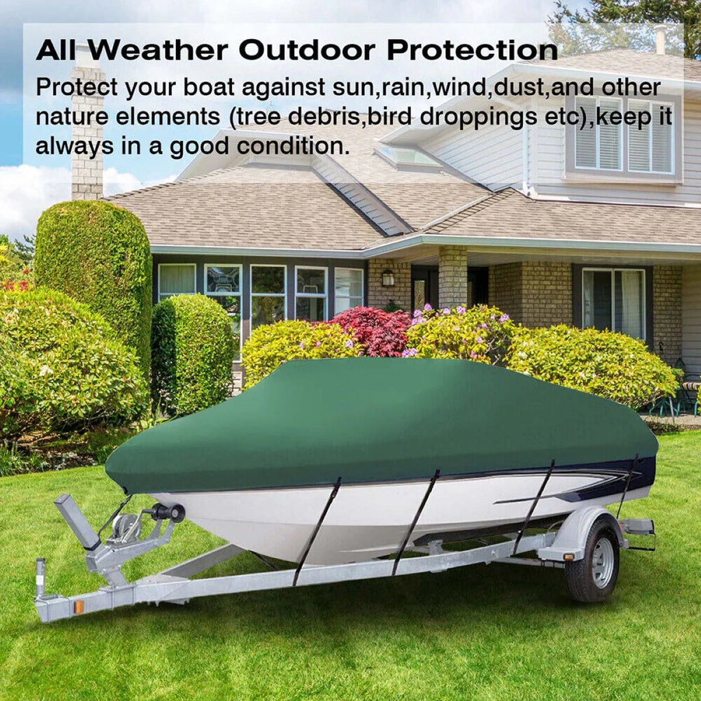 Green Waterproof Heavy Duty Boat Cover 11ft-13ft P429053
