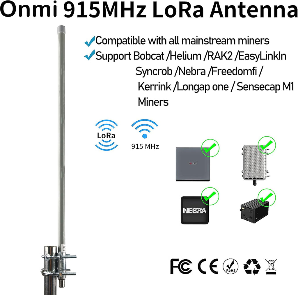915MHZ LoRa Antenna Omni Outdoor Fiberglass 10dBi with 3Meter RG142 Cable H996688