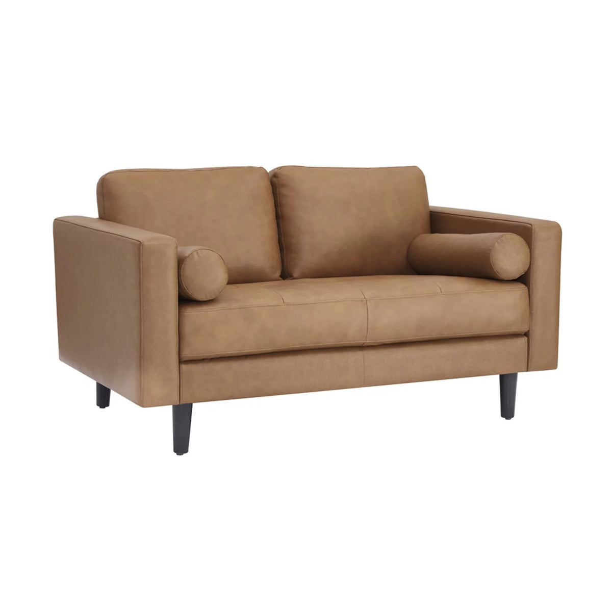 Tan Top Grain Genuine Leather Mid-Century Sofa Set of 3 U736400