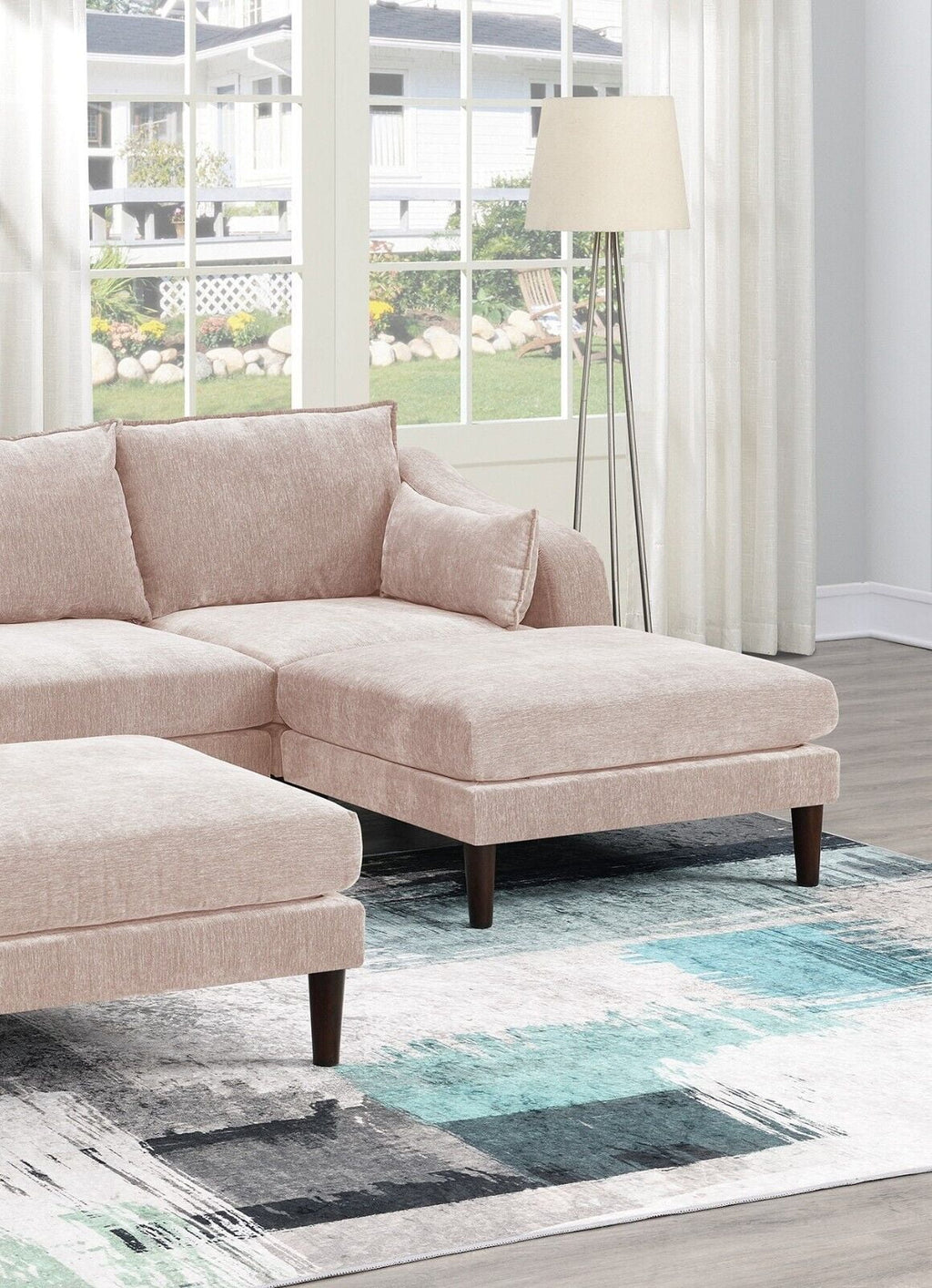 5pc Modular Sectional Set with Armless Chair Corner Wedge and Ottoman O8759