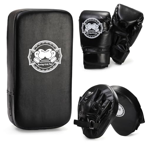 3-in-1 Kids Boxing Set with Punching Gloves Mitts Kick Pad R5642