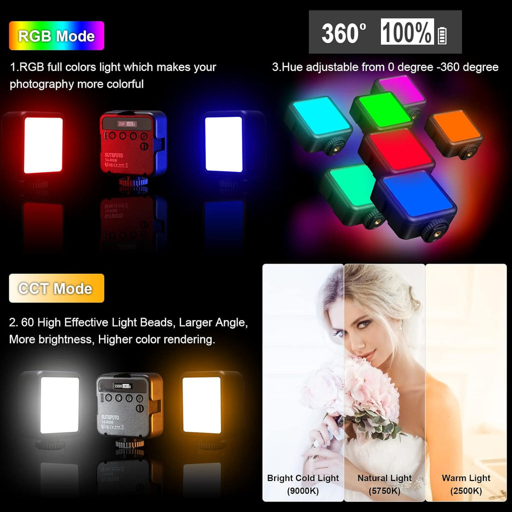 RGB 360° Full Color Portable LED Camera Light with LCD Display Y983