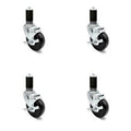 4 x 1.25 inch Hard Rubber Wheel Swivel Casters with Expanding Stem with Brake, Set of 4 U14676