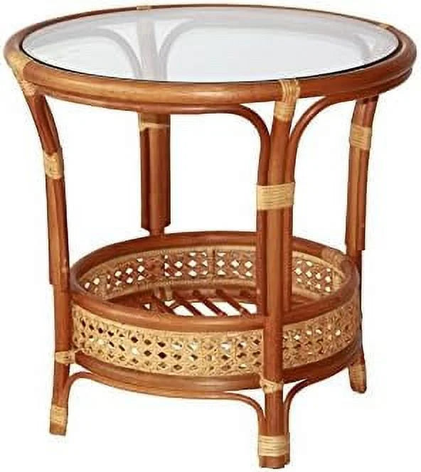 Round Rattan Wicker Table with Glass Top G211021