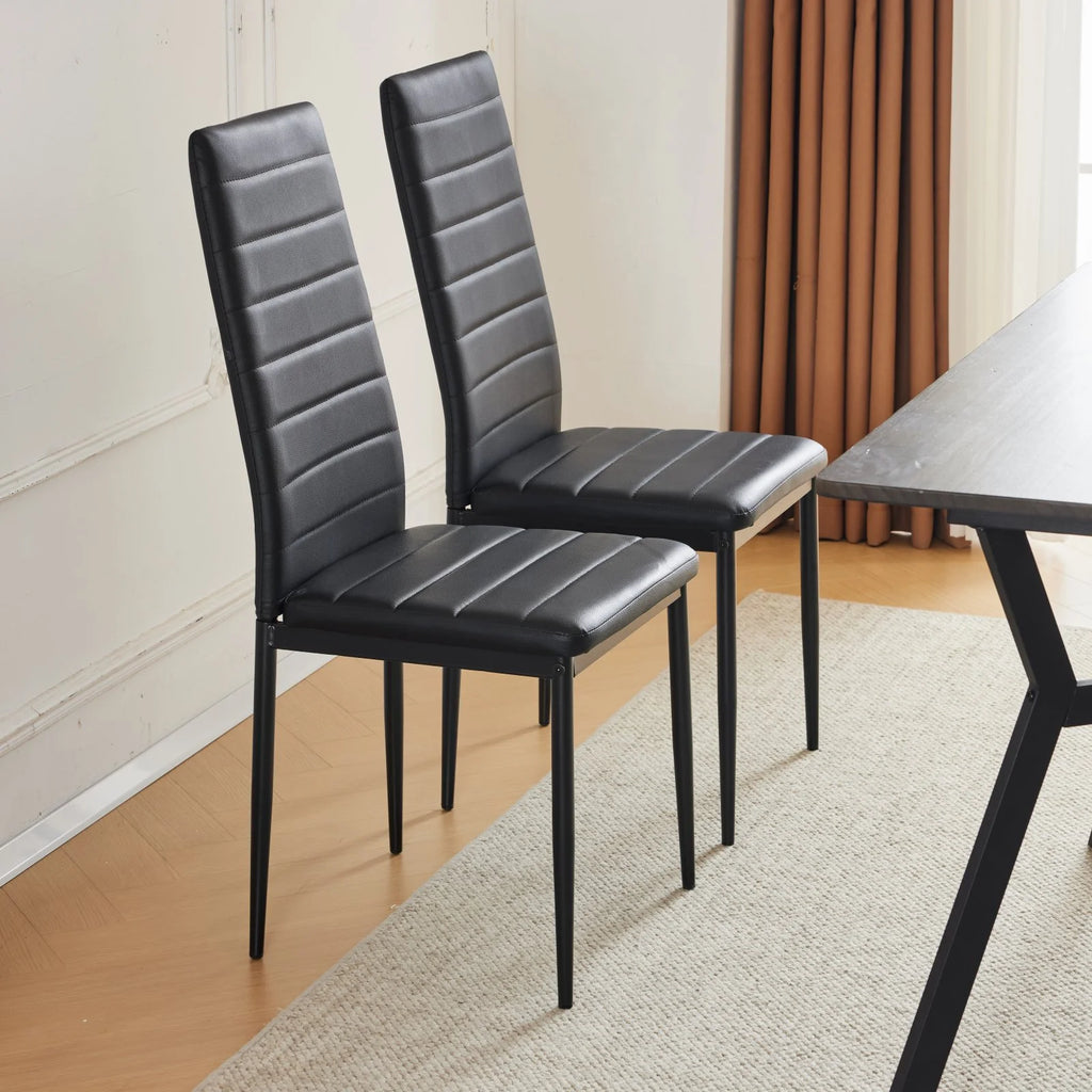 Black Faux Marble Dining Table Set for 6 I2140
