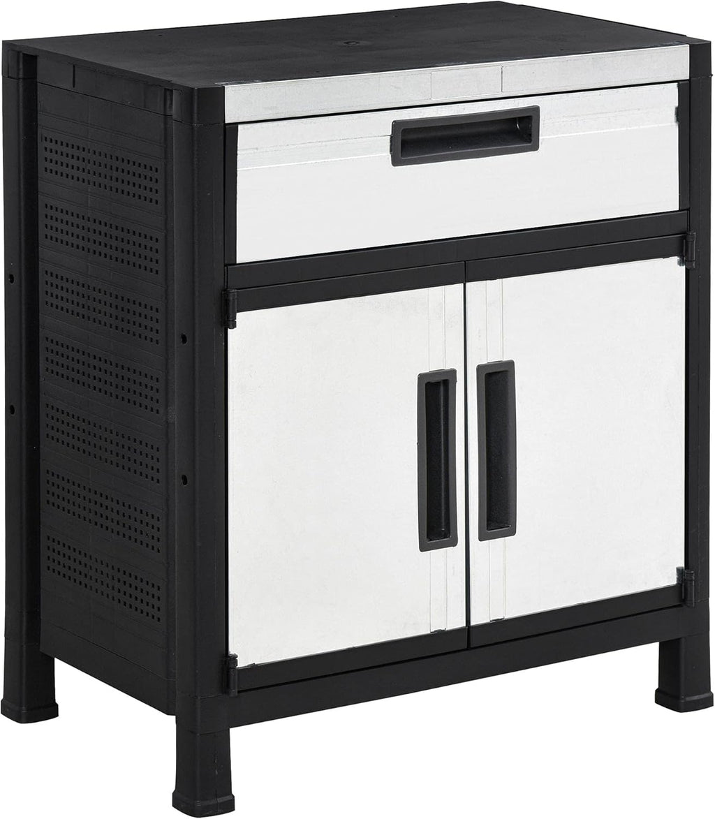 Outdoor Storage Sheds Cabinet with Adjustable Shelves, Waterproof PP & Galvanized Steel U852