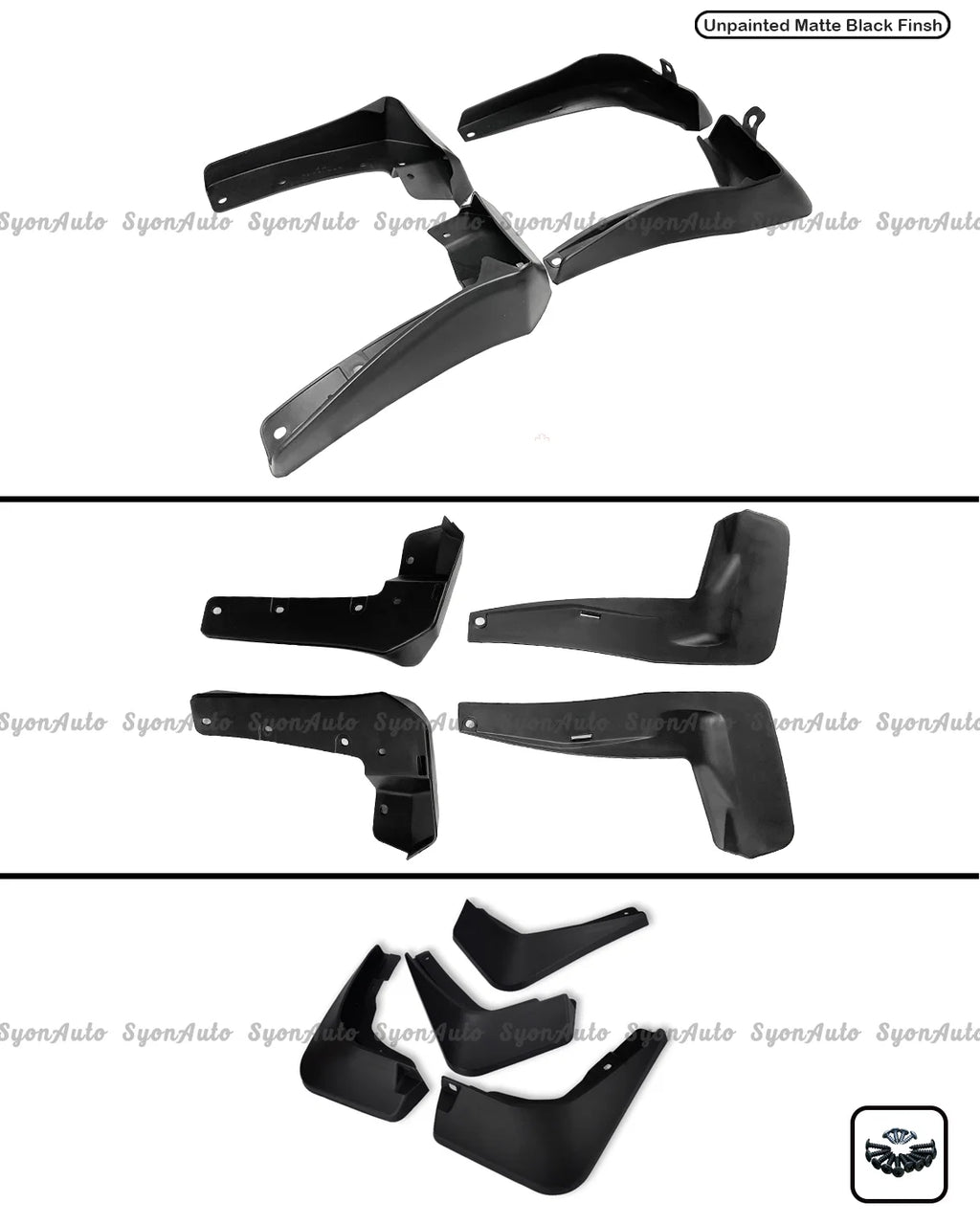 Black 4Pcs Mud Flap Splash Guard Set I407820