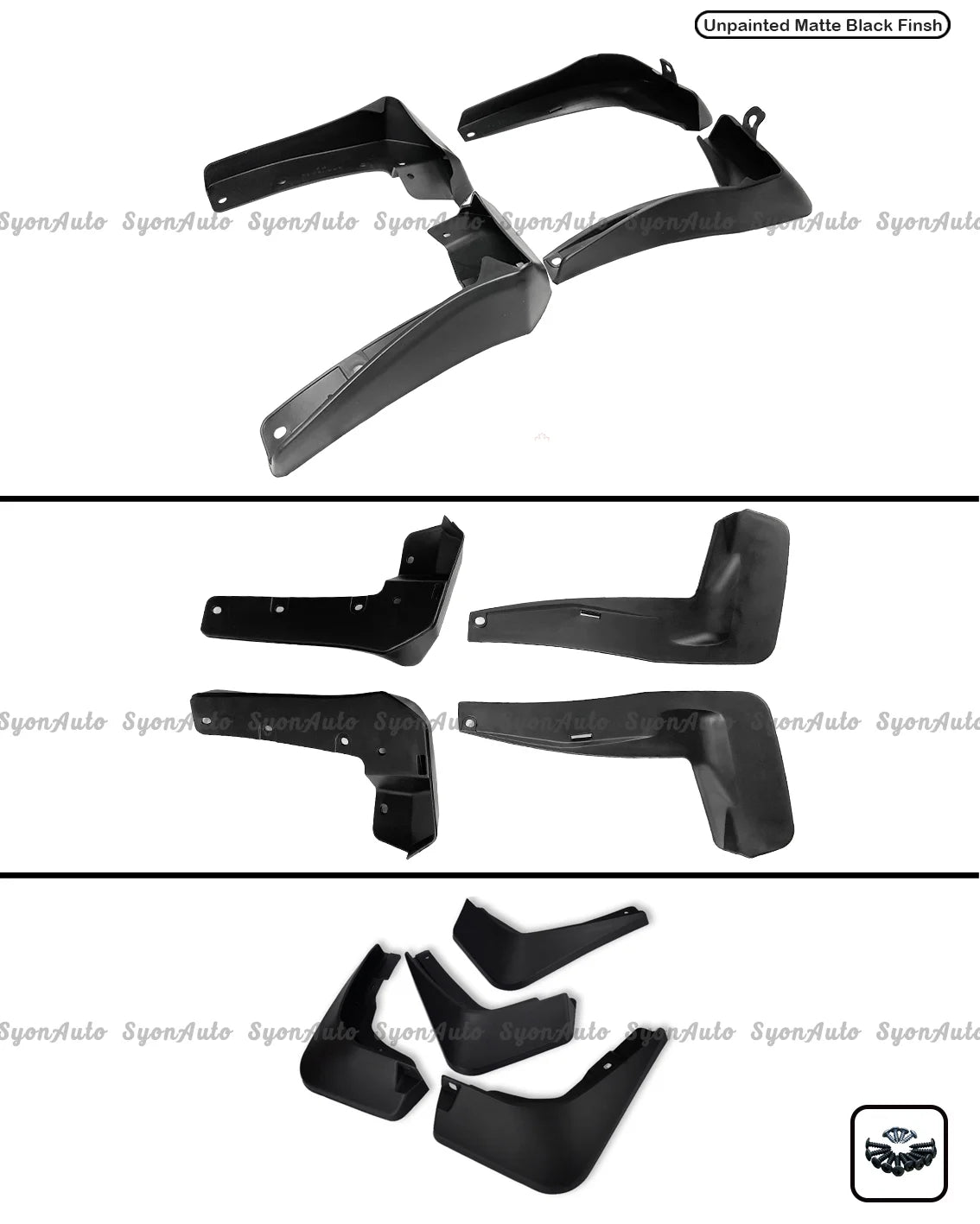 Black 4Pcs Mud Flap Splash Guard Set I407820