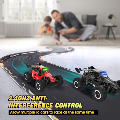Remote Control Car with LED Lights, 2.4GHz 2WD Rechargeable Monster Truck P5845