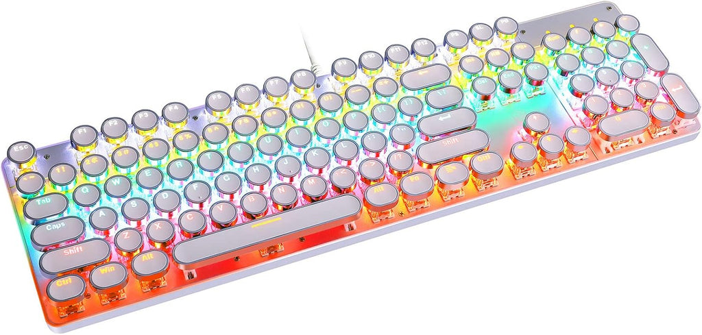 White RGB LED Backlit Wired Mechanical Keyboard, 104 Keys, Pack of 2 G84094