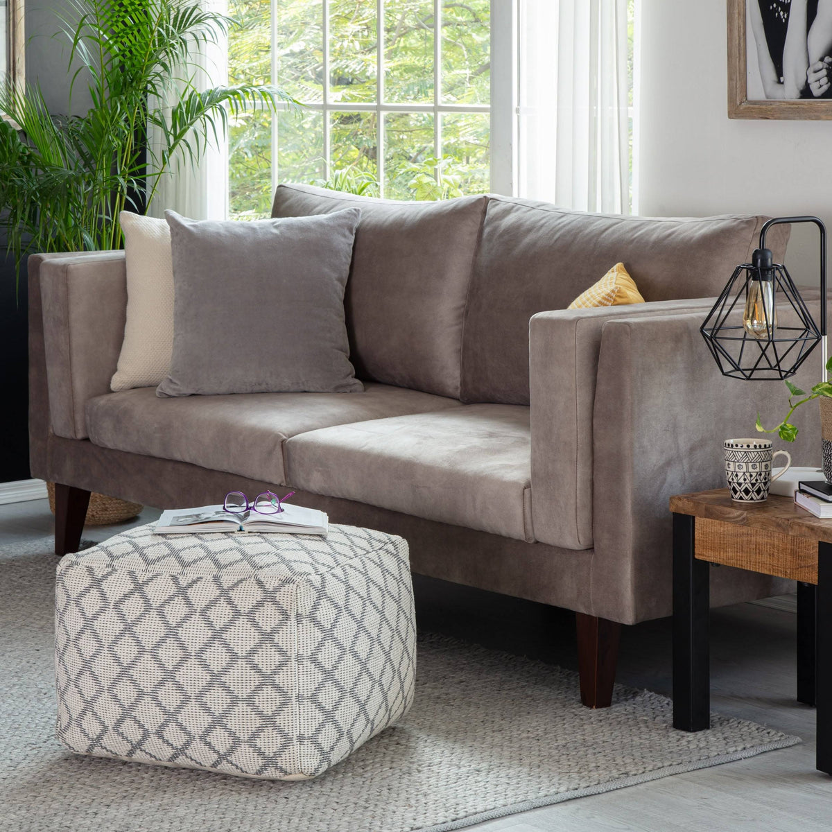 Gray & Ivory Pouf O469523