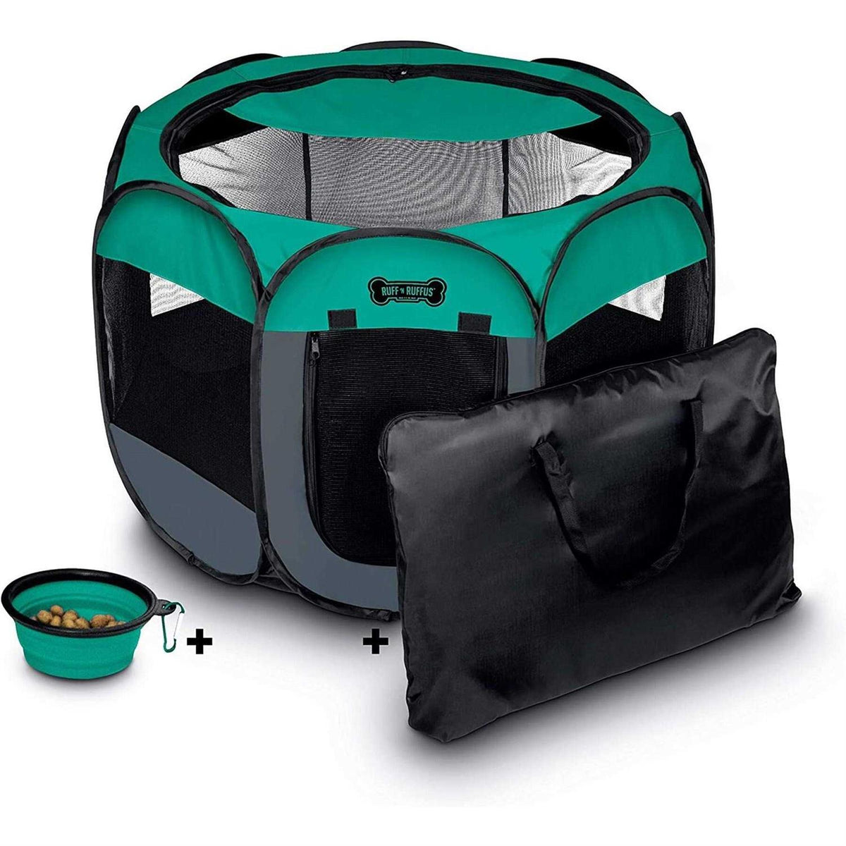 Foldable Pet Playpen with Carrying Case and Travel Bowl S16012