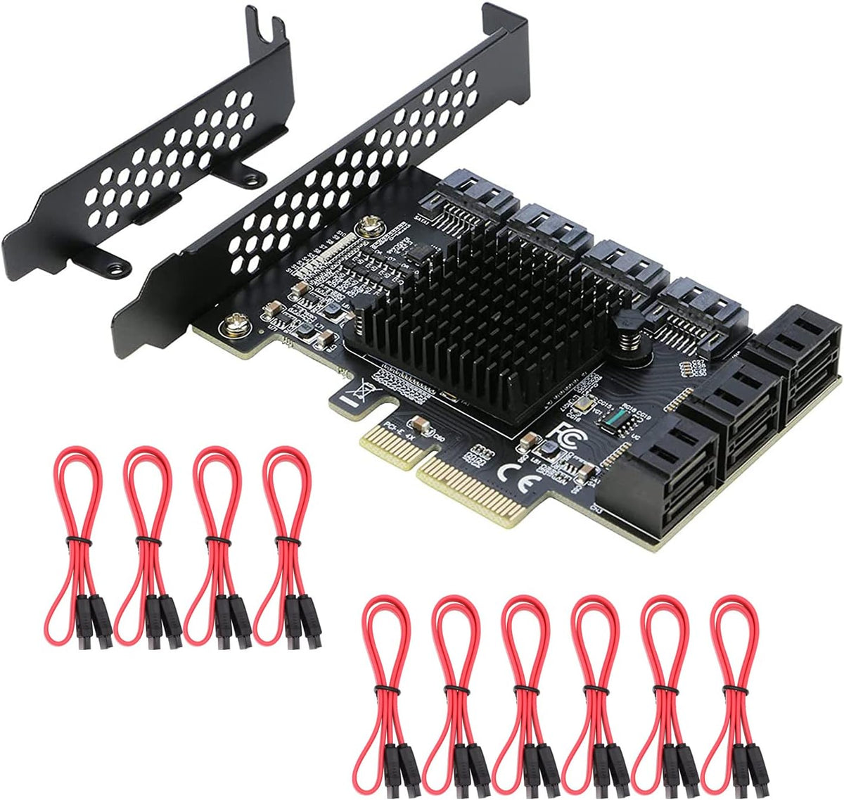 PCI-E SATA Expansion Card 10 Ports PCIe x4 to SATA 3.0 6Gbps Controller Adapter Card with 10 SATA Cables and Low Profile Bracket S8926